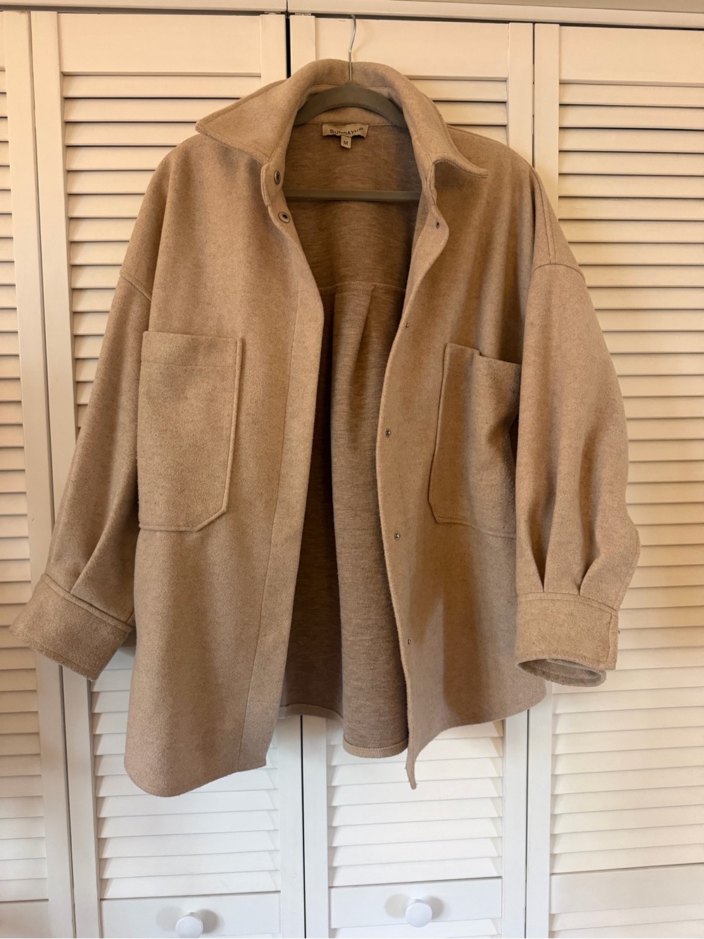 Oversized Trench Shacket in Light Beige